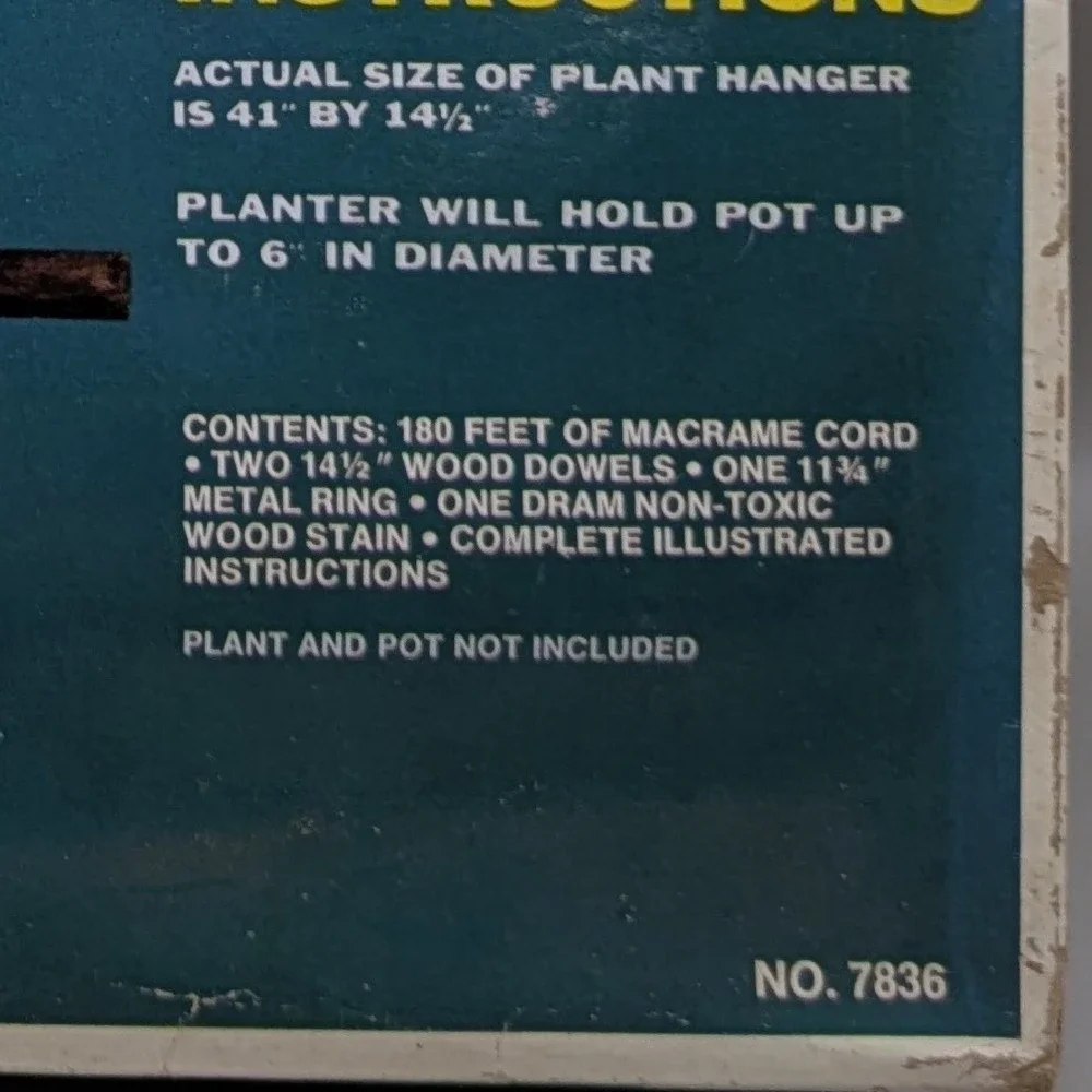 Vintage 1977‎ Avalon Industries Macreme Plant Hanger DIY Craft Kit - No Box
